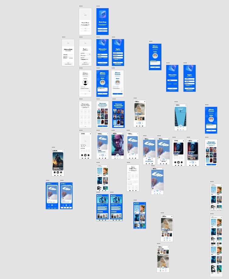 Overzicht van tientallen mobiele appschermen in blauw en wit